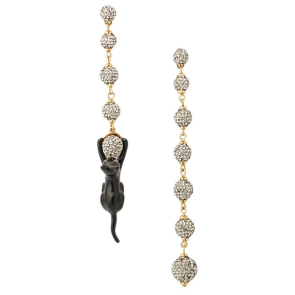 KATE SPADE • House Cat Linear Mismatched Crystal Earrings